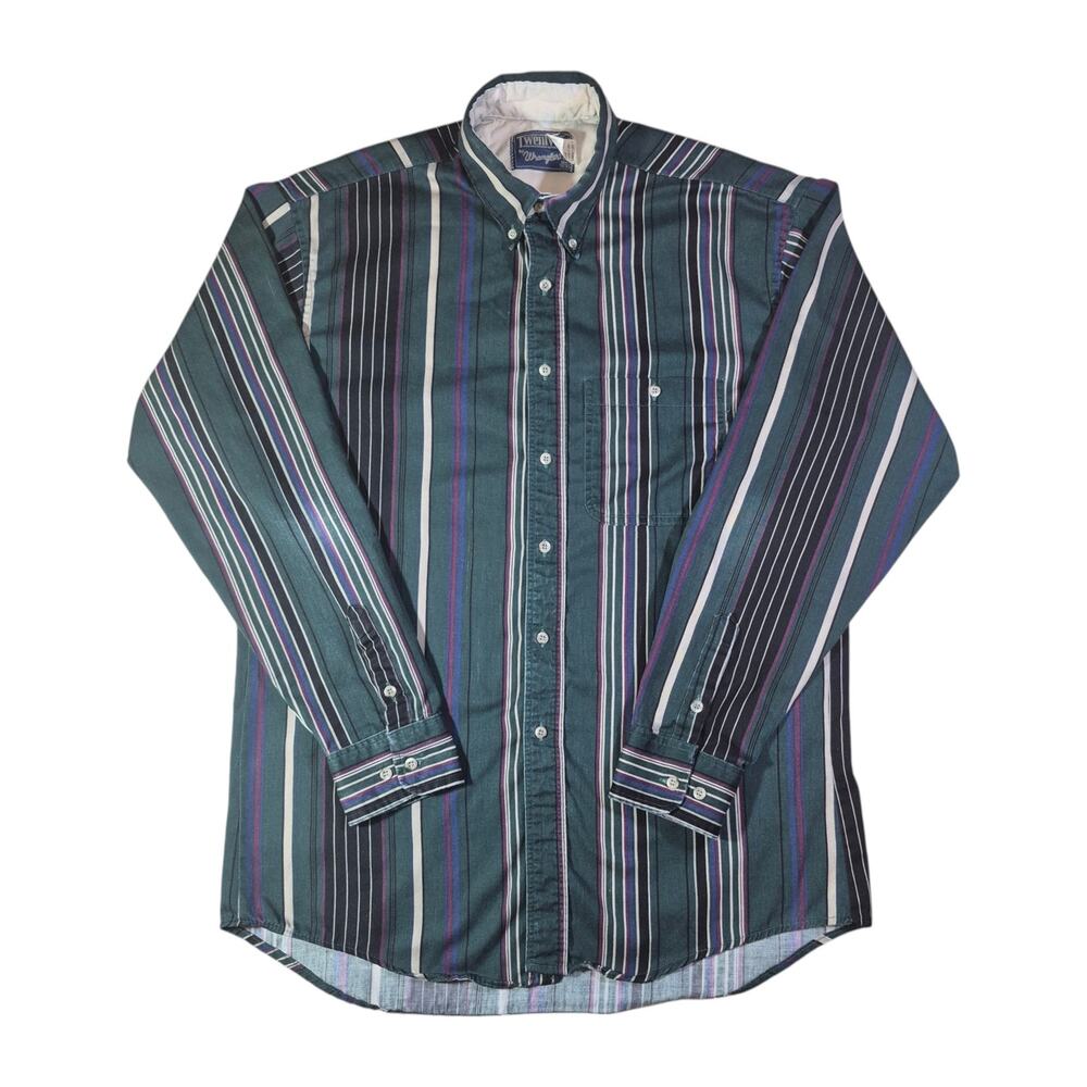 (L) Vintage Wrangler TwentyX Striped Western Shirt